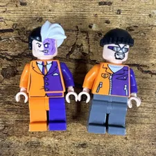 LEGO two face (2012) and henchmen Orange & Purple Torsos, Gray & Purple Legs
