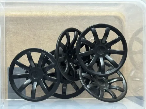 LEGO Parts - Black Wheel Cover 9 Spoke - 24mm D - No 62701 - QTY 5