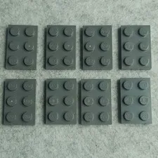 LEGO 3021 Plate 2x3 Dark Bluish Gray x8 Genuine