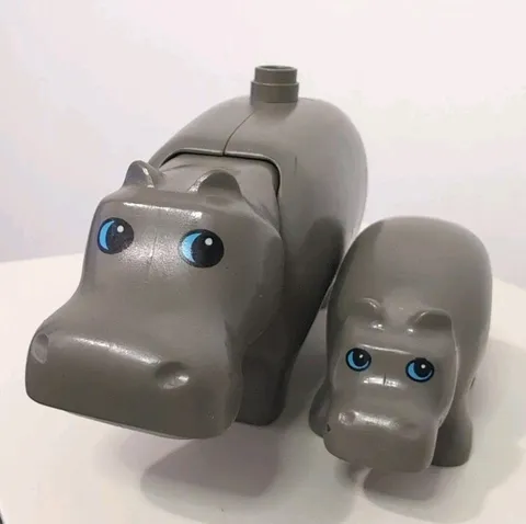 LEGO Duplo Animals Gray Adult & Baby Hippopotamus Figures