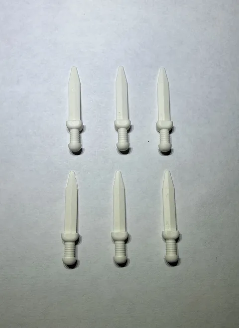 Lego Lot Of 6 Mini Short Swords Sword Weapon Castle Knight White New