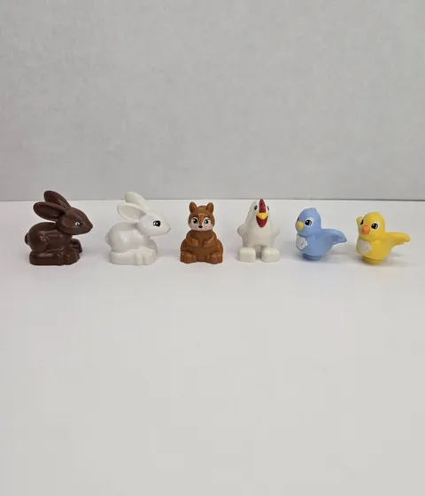 Lego DUPLO Animals Rabbits Blue Yellow Birds Squirrel Chicken Lot of 6 Retired 