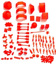 LEGO Vintage Trans-Neon Orange Lot: Ice Planet Canopies, Flames, Space Windows
