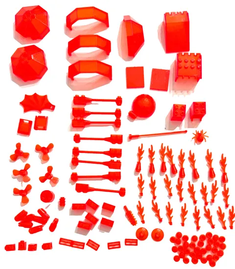 LEGO Vintage Trans-Neon Orange Lot: Ice Planet Canopies, Flames, Space Windows