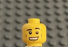 LEGO Yellow Minifig Head, Great Big Grin, Cheek Lines, Dimple