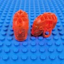 2X LEGO Bionicle Trans-Neon Orange Glatorian Head Connector Block Part 64262