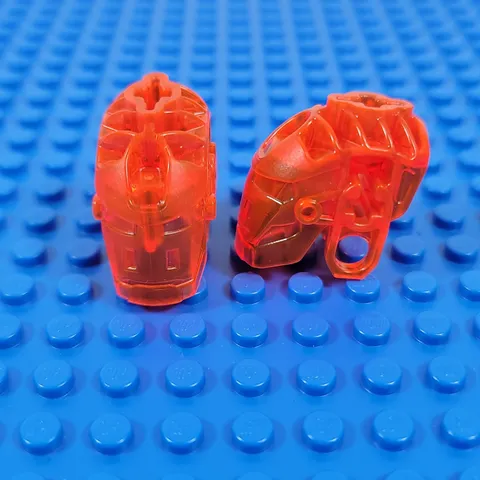 2X LEGO Bionicle Trans-Neon Orange Glatorian Head Connector Block Part 64262