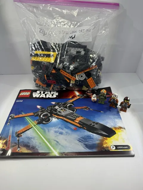 LEGO Star Wars 75102 Poe’s X-Wing Fighter 100% Complete Manual BB-8 No Box