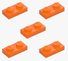 5 New LEGO Orange 1x2 Plates 3023 flat panel city building plate 4177932