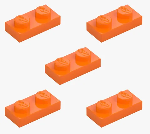 5 New LEGO Orange 1x2 Plates 3023 flat panel city building plate 4177932