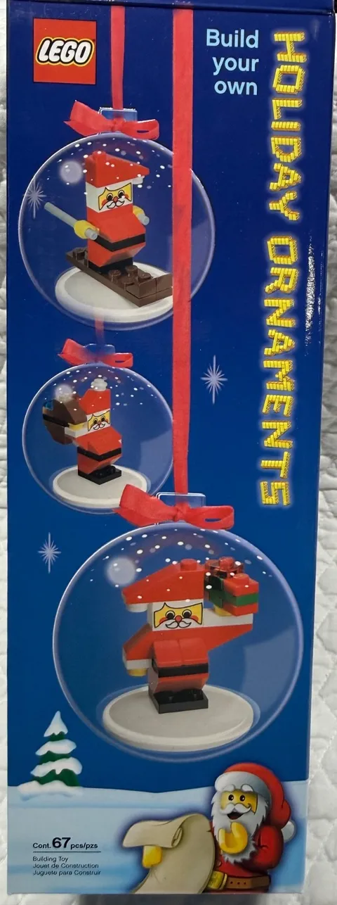 New LEGO Build Your Own Holiday Ornament 3 Santa Minifigures (852744) 66pcs