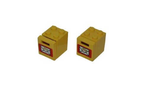 2 Lego® CITY Post Letter Box in YELLOW Door RED