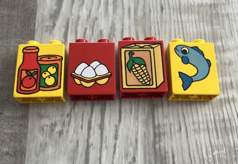 Vintage Lego Duplo Groceries Juice Eggs Corn Fish Bricks Blocks Delivery Set