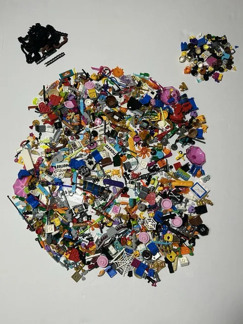 1+ Lbs of LEGO Accessories and Parts - Weapons, Tools, Hair, Bottles, Etc.