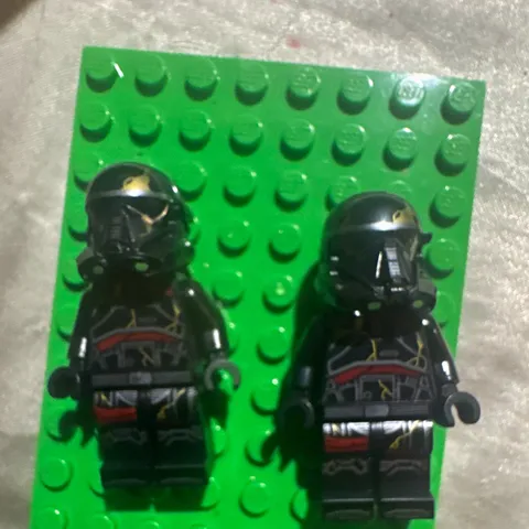 LEGO Minifigure Lot of 2 Black Helmeted Figures w/ Printed Torsos