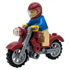 LEGO minifigure biker motorcycle city road