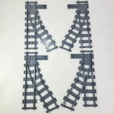 Lego RC Train Switch Track Gray Left 53407 x2 Right 53404 x2 Gray Rail Expansion