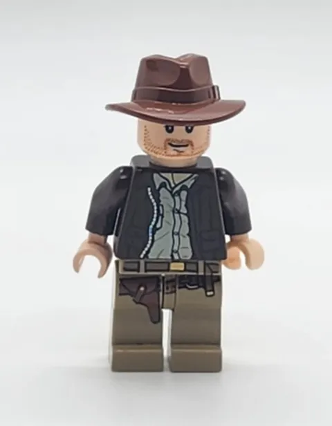 LEGO Indiana Jones Minifigure iaj001 Dark Brown Jacket Lobsided Grin 7627 7623