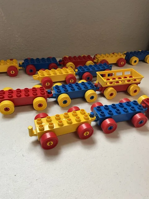 LEGO Bulk Lot Train 13 Cars Base & Wheeled Wagons Parts