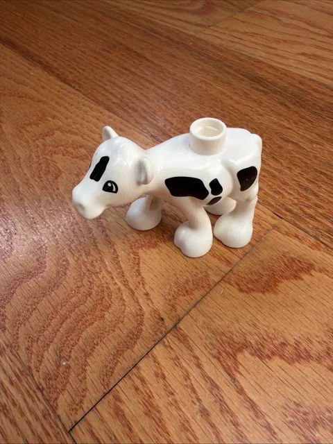 Lego Duplo Black Spotted Calf Baby Cow Animal Zoo Replacement Farm House