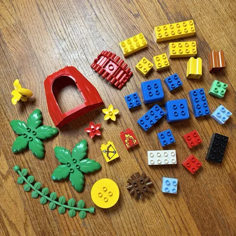 Vintage Lego Duplo Lot Assorted Bridge Flower Cave Fireplace Trees Dino Set