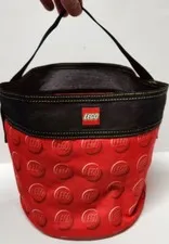 Lego Logo Drawstring Cinch Bucket Bag Travel Organizer Storage Red Yellow 2393