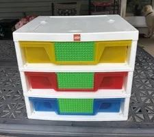 LEGO 3 Drawer Storage Organizer Cabinet Complete w/ Trays & Baseplate Fronts