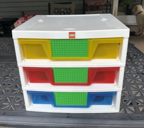 LEGO 3 Drawer Storage Organizer Cabinet Complete w/ Trays & Baseplate Fronts