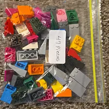 LEGO Bulk Lot Multicolor Plastic Bricks & Pieces in Bag, 47 Pieces