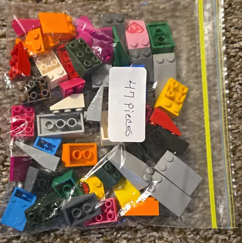 LEGO Bulk Lot Multicolor Plastic Bricks & Pieces in Bag, 47 Pieces