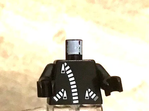 LEGO  Black Minifig Torso with Thick Zippers & Black Hands Biker Motorcycle