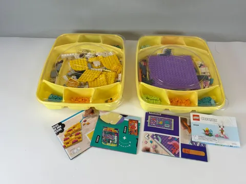 2 LEGO Dots Sectioned Storage Containers Random Assorted Pieces Sets Instruction
