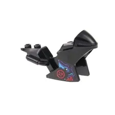 1x LEGO Motorcycle Sport Fairing Black Sticker Ninjago Logo 'DS' 18895pb17