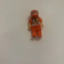 Lego Mini Figure Speed Racer Orange Suit Helmet