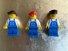 3 Lego ovr022, ovr003, ovr015 Overalls Blue w/ Pocket Blue Legs Minifig Retired