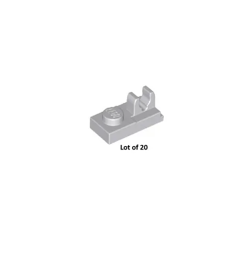 NEW LEGO 92280 Lt Bluish Grey Plate 1 x 2 w/Clip w/Center Cut on Top 20 Pc