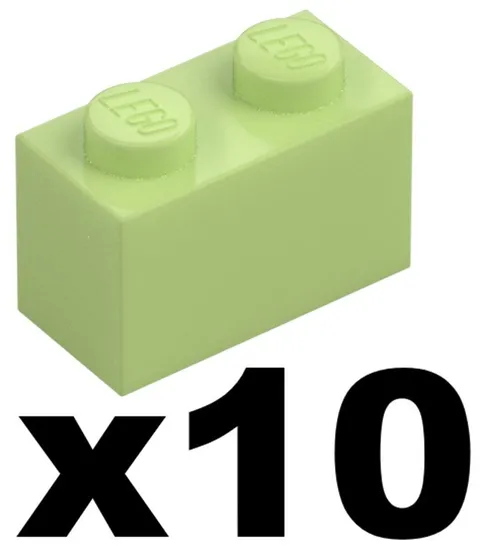 Lego New Part 3004 - Qty 10 - BRICK Yellowish Green 1 x 2 Stud Pieces D929