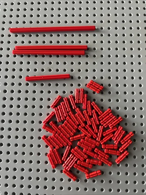 Lego Red Technic Axle Pin Bulk Lot Part# 3708 3737 3706 32062 2780 71 pcs Used
