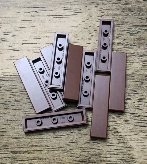 LEGO Reddish Brown 1 X 4 Tile. QTY 10, Part No. 2431.