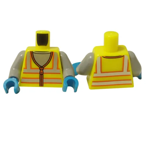 LEGO 10x Construction Worker Safety Vest Torso Hi-Vis Reflective Zipper
