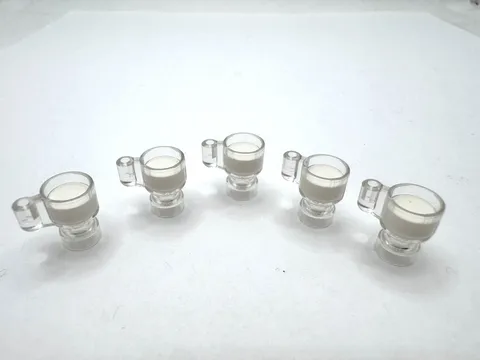 (5) NEW LEGO Cup, Glass, Mug Lot- MILK -Minifigure accessory- Dish Utensil set