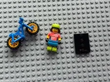 Lego Series 19 Minifigure Mountain Biker Female col19-16 Blue Bicycle