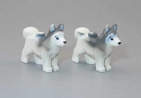 LEGO lot 2 Husky dogs gray white land Animal minifigure
