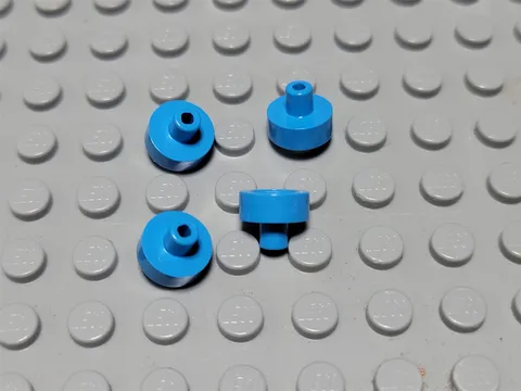New LEGO Lot of 4 Dark Azure 1x1 Tiles with bar Pin