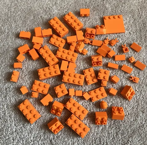 ORANGE Lego Mixed Lot Of Different Sizes And Types