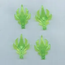 LEGO x 4 Trans-Bright Green Plant Leaves Angular with Bar Handle on End, 7 Spike