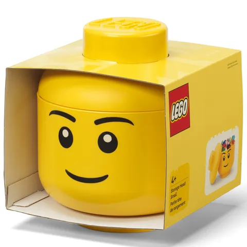 LEGO Storage Head Boy Small Yellow Minifigure Container Organizer Holds 250