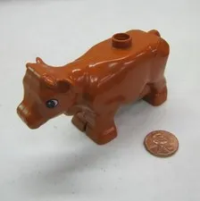 Vintage Lego Duplo BROWN ADULT LARGE BULL COW Horns Animal Farm Zoo Western