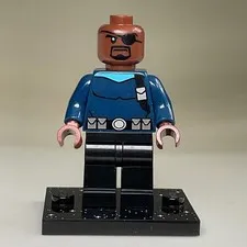 LEGO Marvel Super Heroes Nick Fury Minifigure SH056 Avengers SHIELD Blue Suit