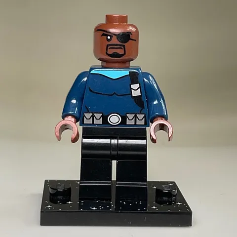 LEGO Marvel Super Heroes Nick Fury Minifigure SH056 Avengers SHIELD Blue Suit